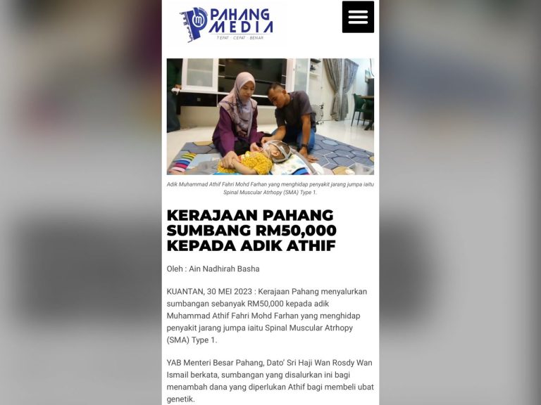 MB PAHANG RAKAM TAKZIAH PEMERGIAN ‘BABY’ ATHIF