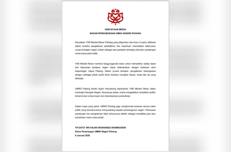 UMNO PAHANG HORMAT PERANAN SEMUA RAKAN POLITIK