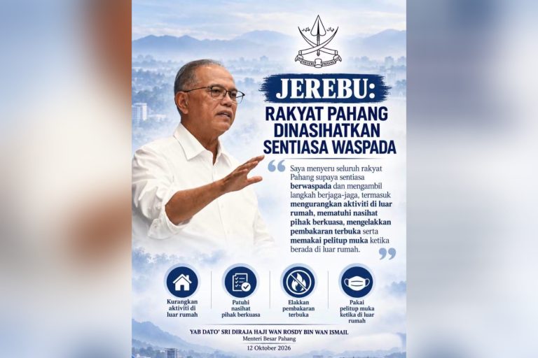 Jerebu: Rakyat Pahang dinasihatkan sentiasa berwaspada